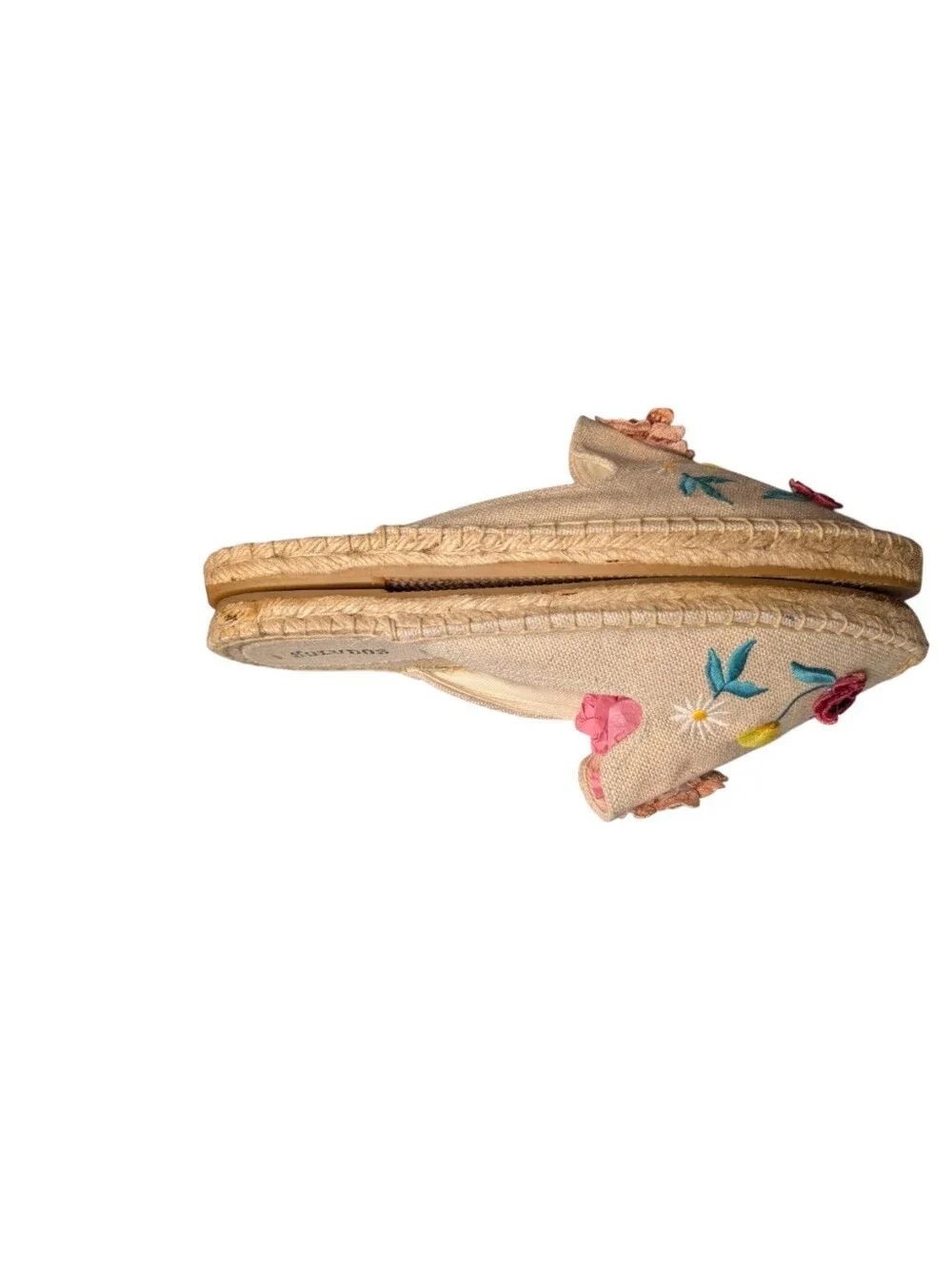Soludos Summer 3D Flowers Embroidered Smoking Mule Espadrilles size 10 Linen